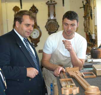 Neil Parish MEP discusses traditional barometer making with barometer maker Anthony